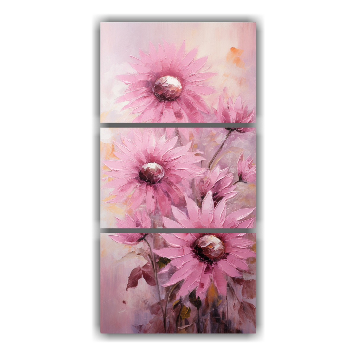 pintura-en-lienzo-de-tres-composiciones-finas-l-neas-figuras-en-el-estilo-de-girasoles-rosados