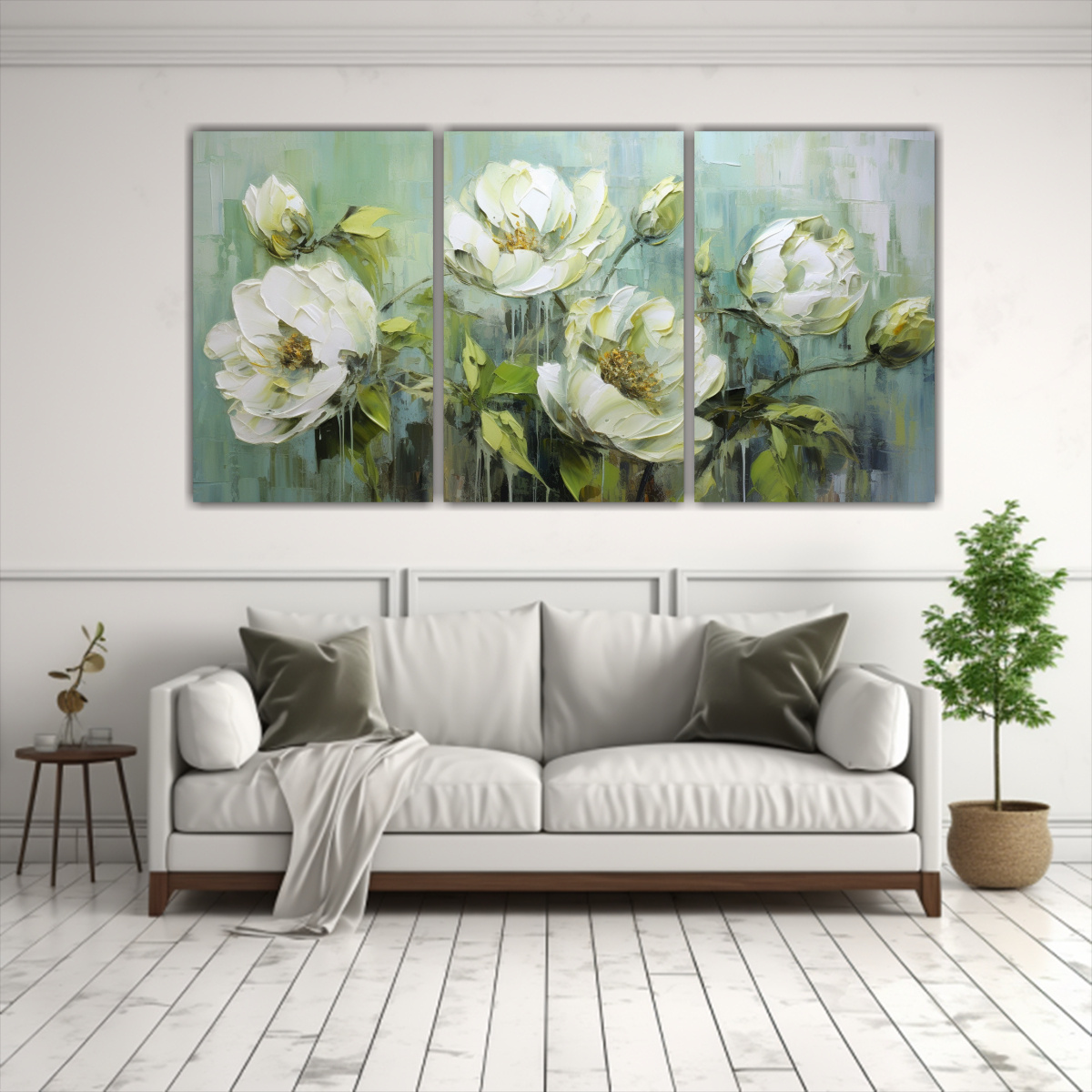 pintura-en-lienzo-de-tres-cuadros-conceptual-para-cuarto-con-peon-as-verdes-en-estilo-decorativo-1-1