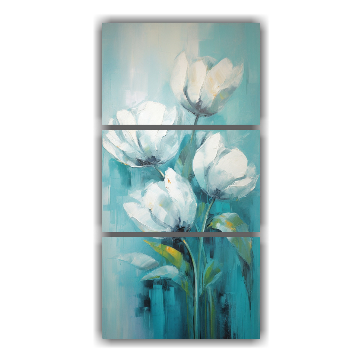 pintura-en-lienzo-de-tulipanes-turquesa-en-estilo-intenso-y-luminoso-