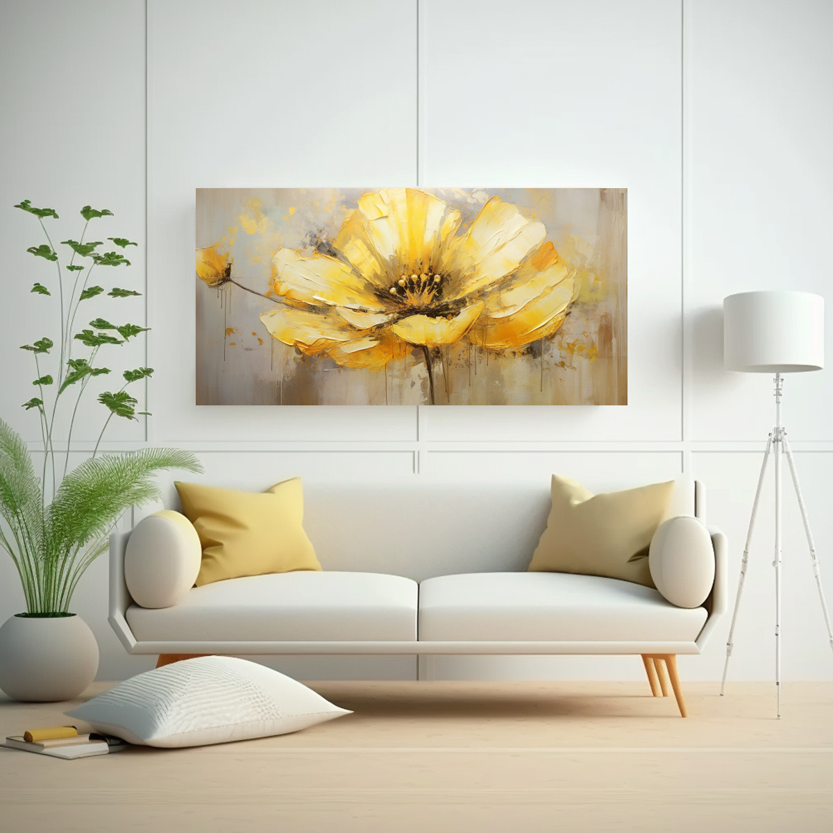 pintura-en-lienzo-estilo-abstracto-estrellado-de-una-flor-amarilla-1