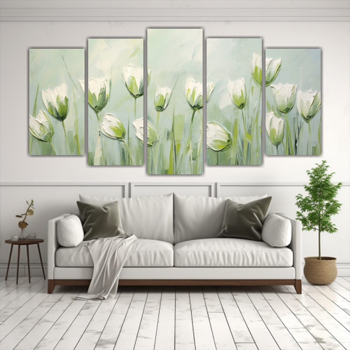 pintura-en-lienzo-estilo-cinco-artes-acuarela-estrellados-a-green-tulips-1