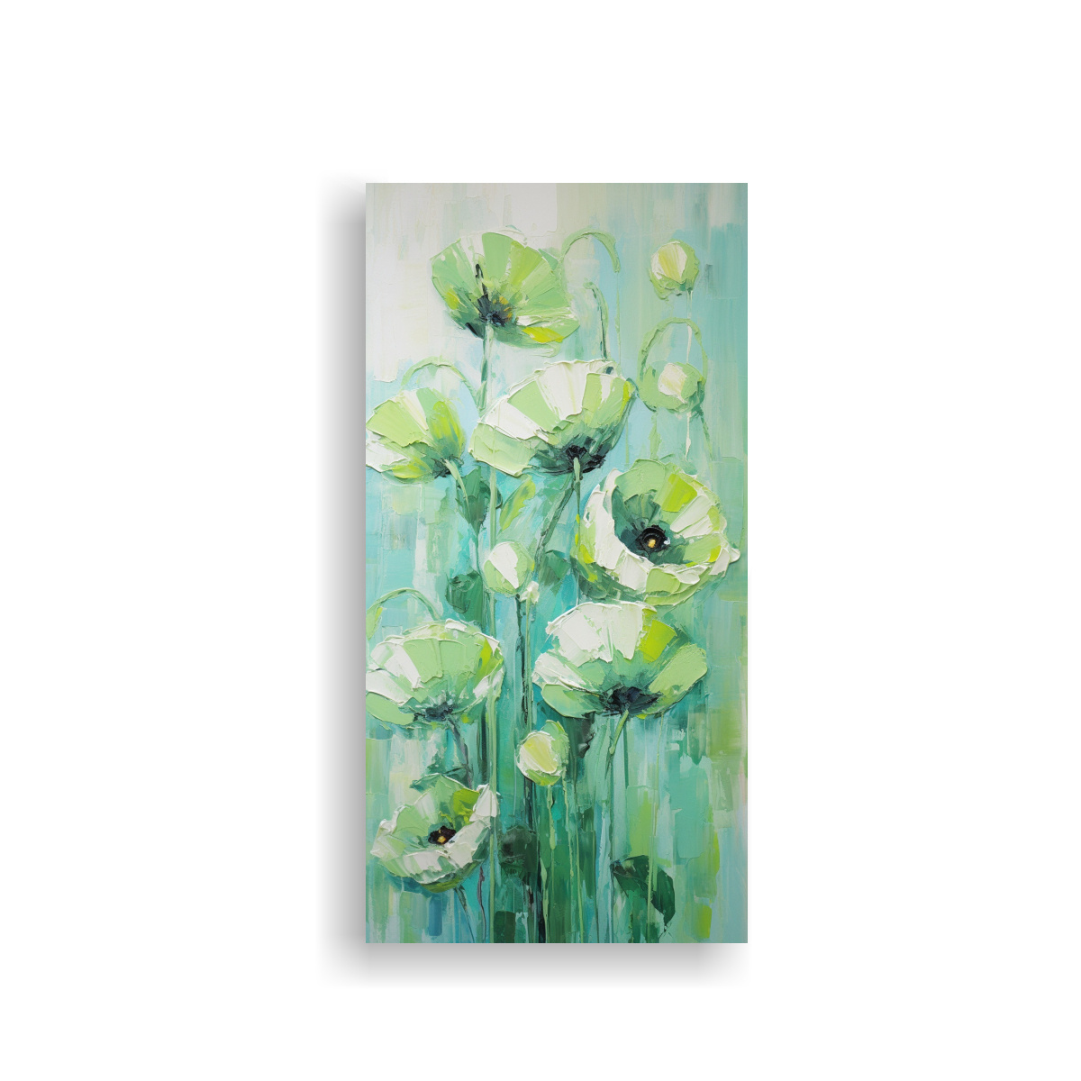 pintura-en-lienzo-estilo-decorativo-con-efecto-visual-de-movimiento-de-amapolas-verdes-en-lienzo