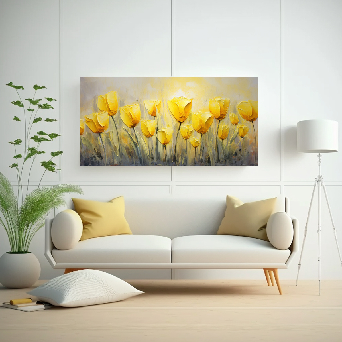 pintura-en-lienzo-estilo-decorativo-con-tulipanes-amarillos-en-lienzo-moderno-1