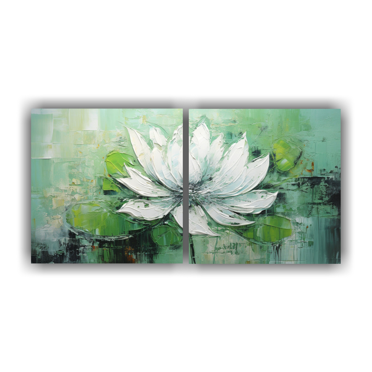 pintura-en-lienzo-estilo-dos-composiciones-concepto-para-sala-de-loto-verde