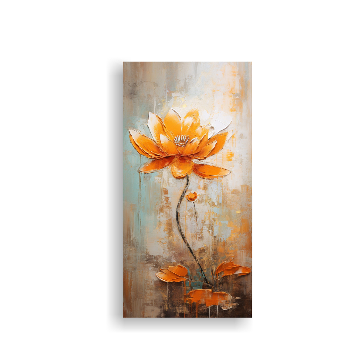 pintura-en-lienzo-estilo-loto-naranja-en-bastidor-alta-calidad