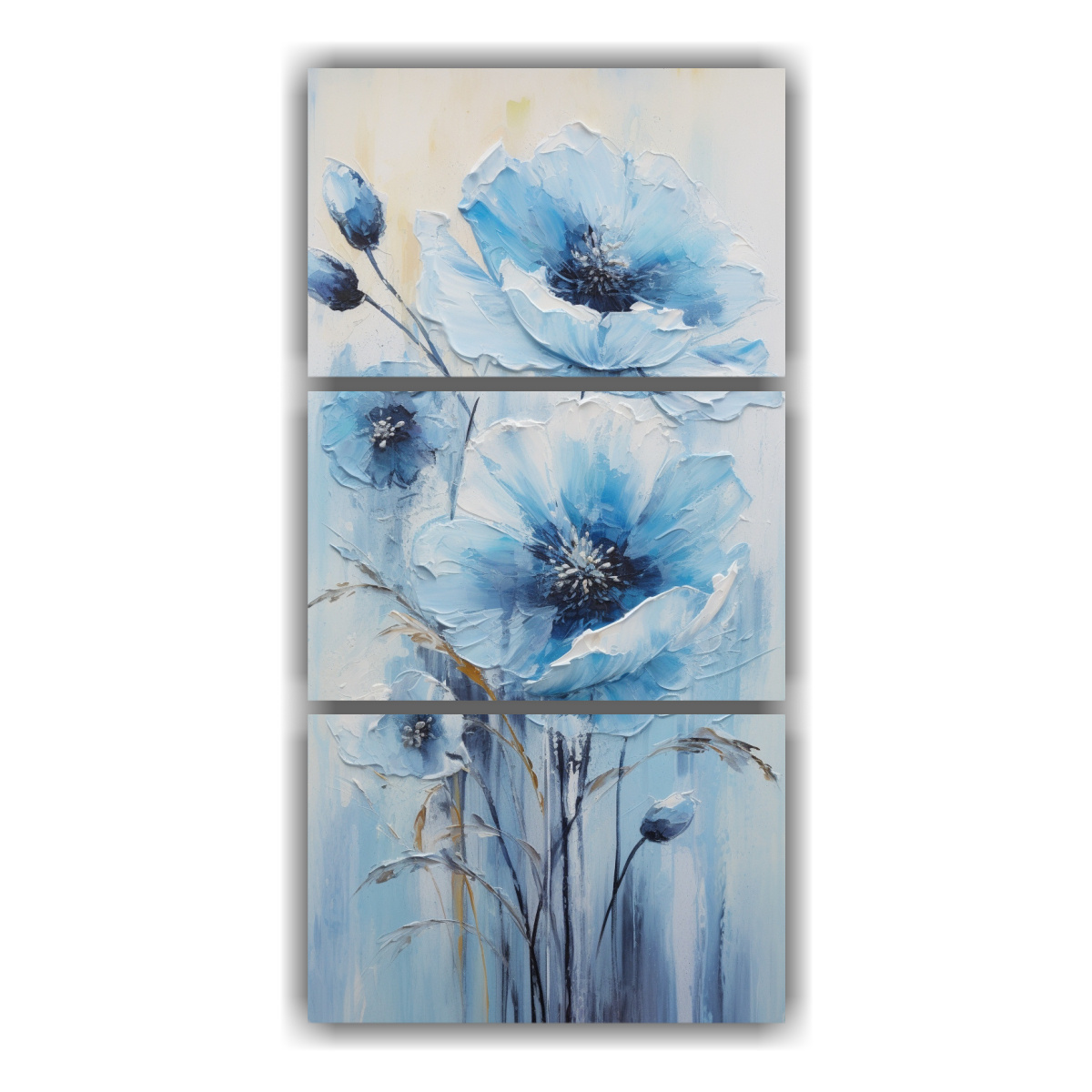 pintura-en-lienzo-estilo-vintage-con-3-artes-azules-de-amapolas