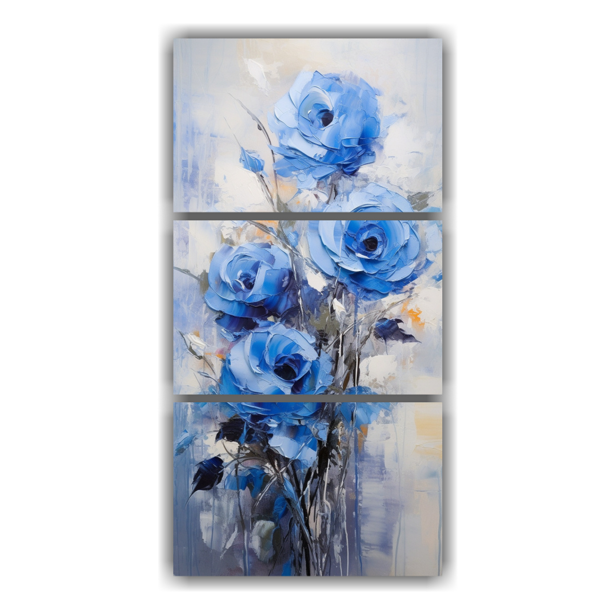 pintura-en-lienzo-urbano-con-rosas-azules-tres-lienzos-de-tela-espectacular