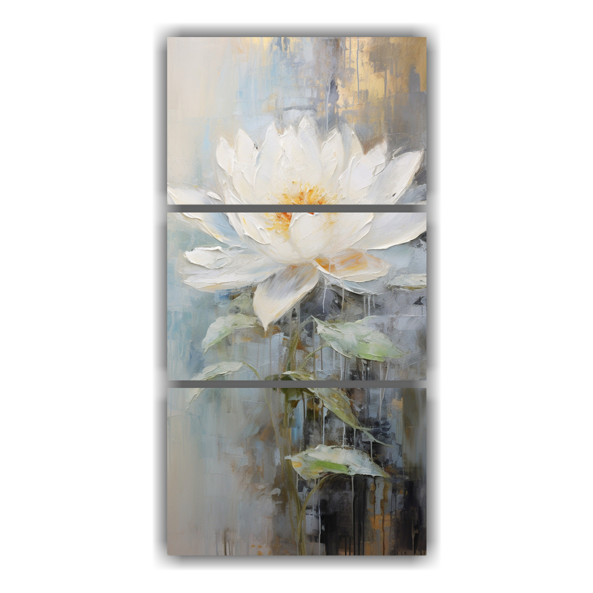 pintura-en-tela-de-loto-blanco-en-relieve-estilo-decorativo