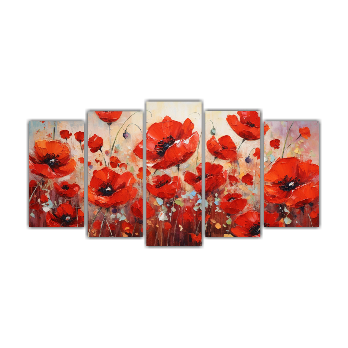 pintura-en-tela-estilo-street-art-de-amapolas-rojas-en-5-lienzos-creativos