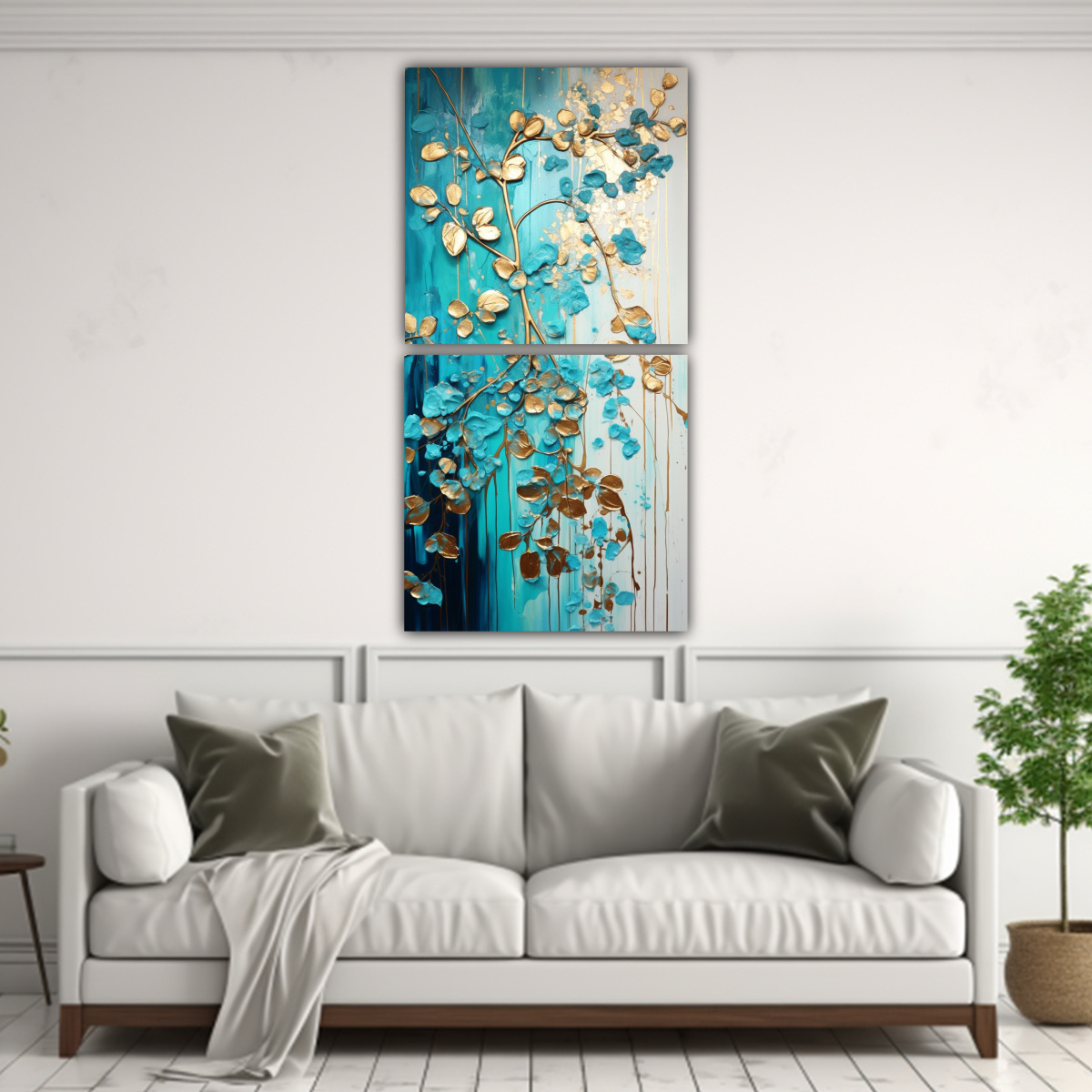 pintura-en-turquesa-y-oro-en-bastidor-movimiento-vida-1