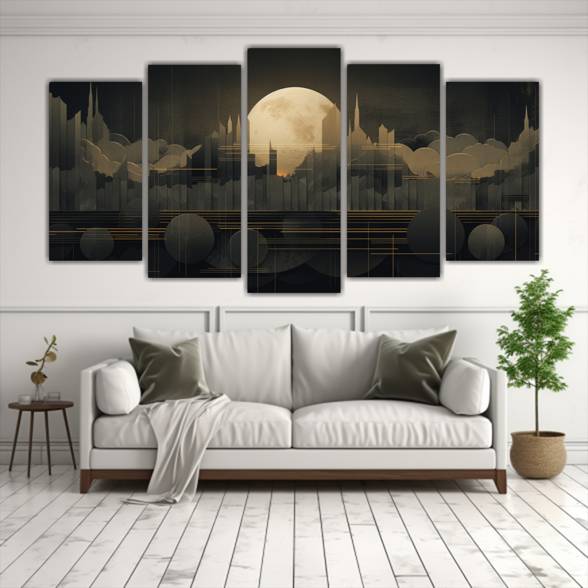 pintura-enmarcada-estilo-monocrom-tico-luna-dorada-profundidad-en-un-marco-de-cinco-artes-1-1