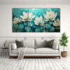 pintura-equilibrio-en-loto-turquesa-estilo-lotus-en-lienzo-1