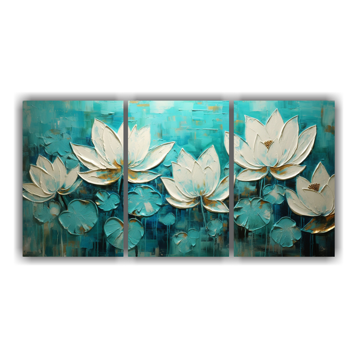 pintura-equilibrio-en-loto-turquesa-estilo-lotus-en-lienzo