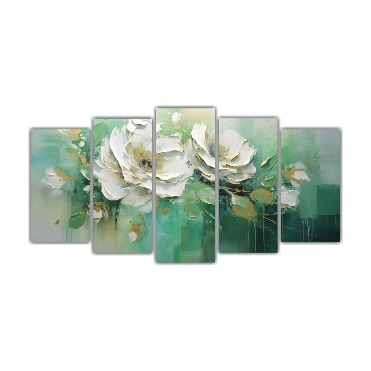 pintura-estilo-galer-a-arte-en-lienzo-set-5-flores-verdes-