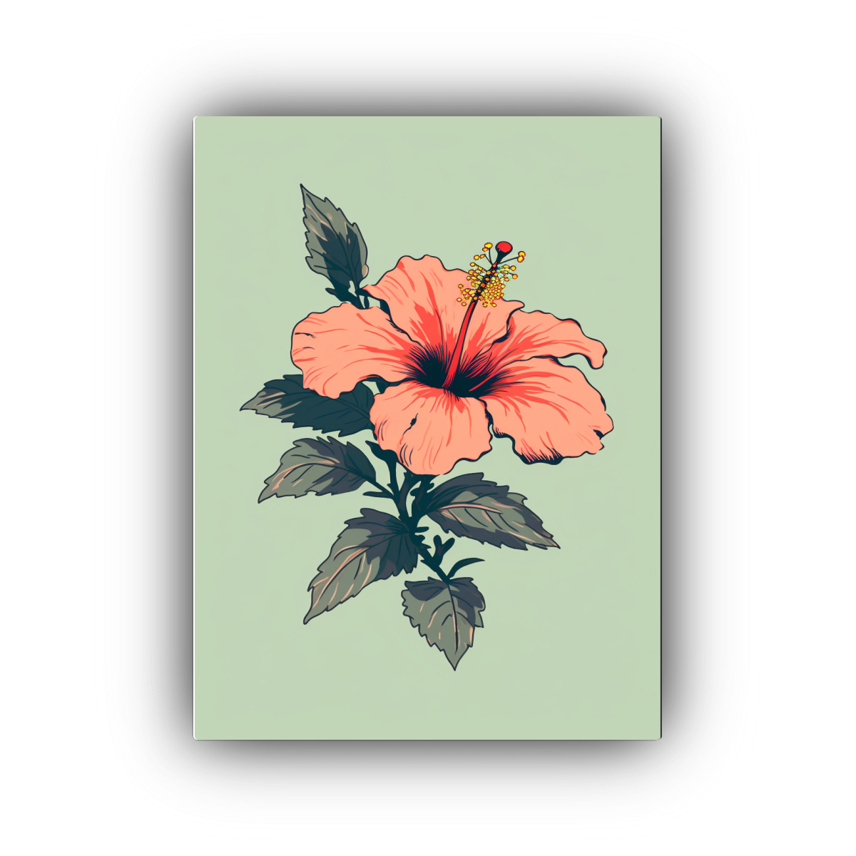 pintura-floral-acuarela-en-bastidor-con-hibisco