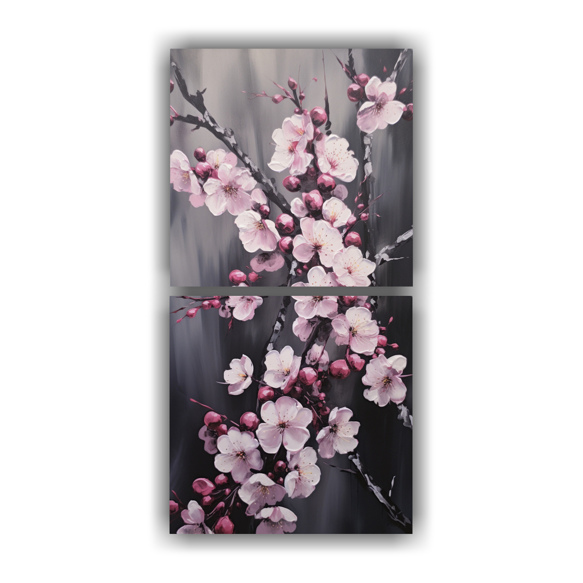 pintura-floral-en-tela-vitalidad-de-cerezos-negros-en-un-lienzo-con-dos-composiciones