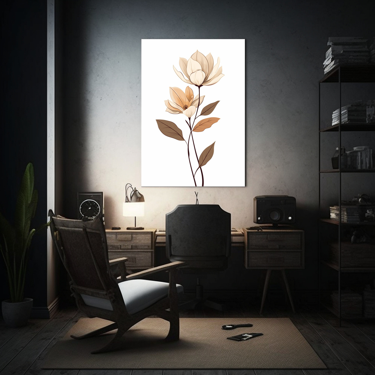 pintura-lienzo-dise-o-reflejo-minimalista-arte-l-nea-bot-nico-magnolia-marr-n-beige-retro-o-1