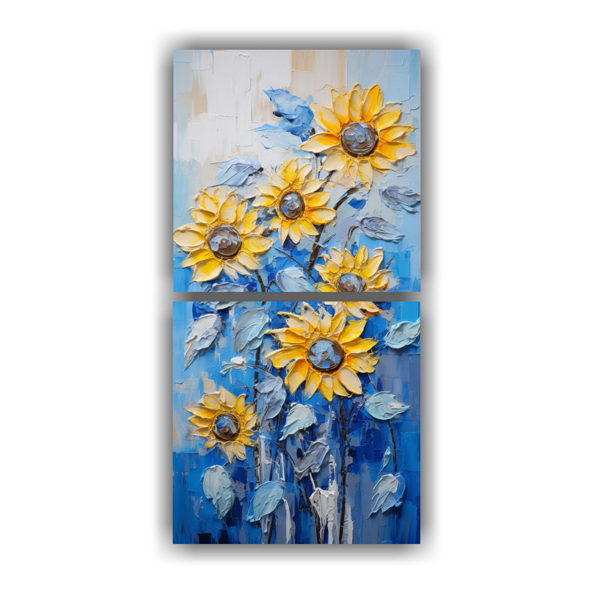 pintura-lienzo-equilibrio-visual-girasoles-azules-estilo