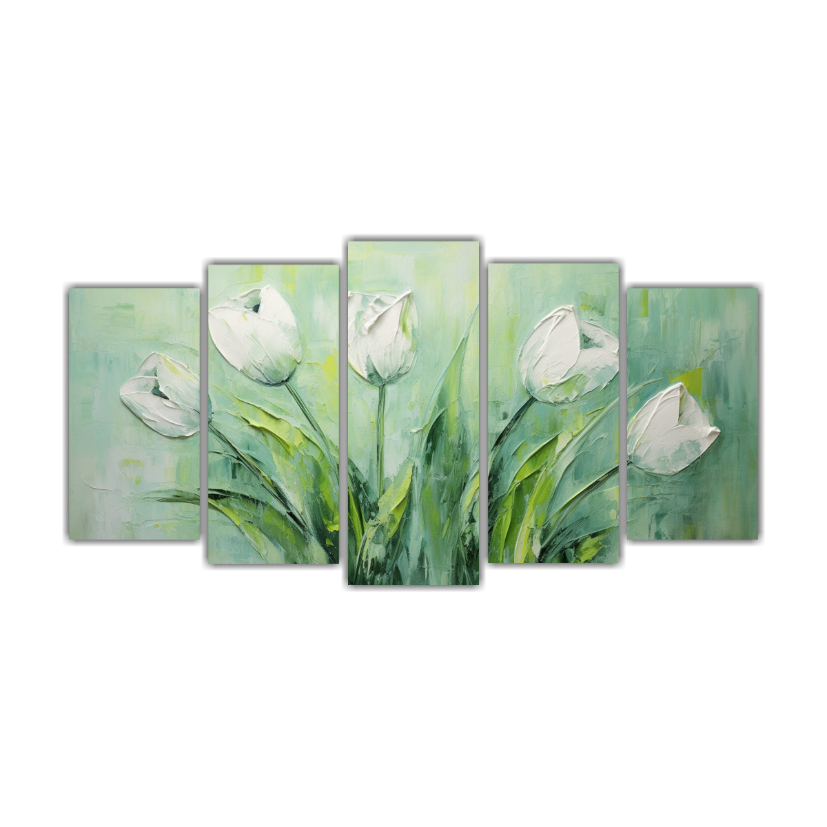 pintura-lienzo-estilo-poca-de-tulipanes-verdes