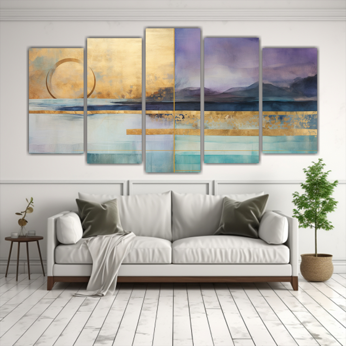 pintura-minimalista-de-cinco-artes-de-pared-en-imagen-acuarela-p-rpura-turquesa-y-dorado-1