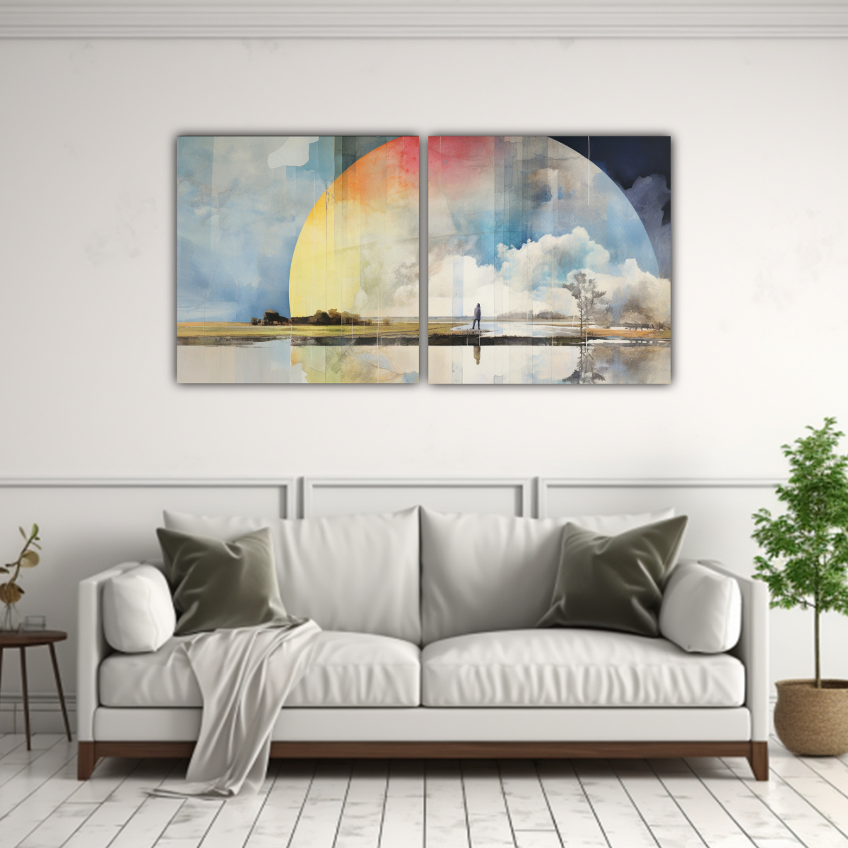 pintura-moderna-dos-artes-en-tonos-arco-ris-teal-y-plateado-1