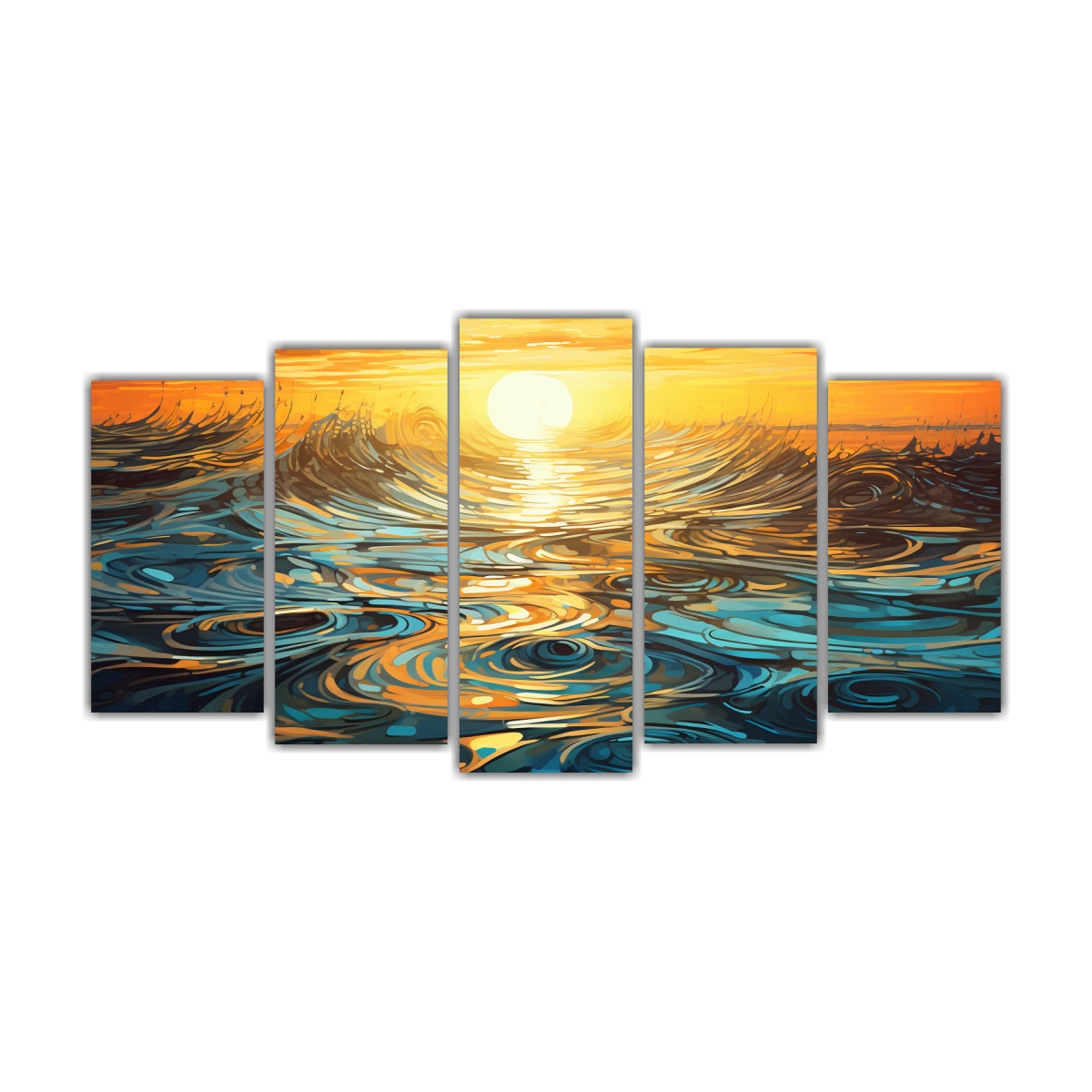 pintura-mural-abstracta-de-rizos-en-el-agua-al-atardecer