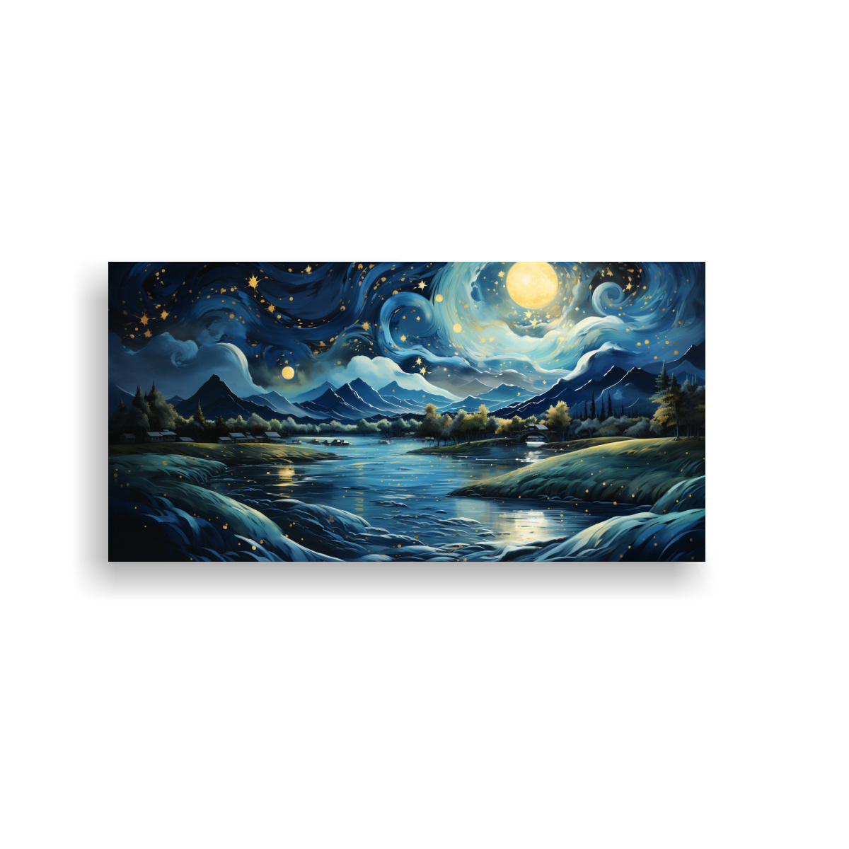 pintura-mural-con-luna-y-monta-as-en-lienzo-de-tela