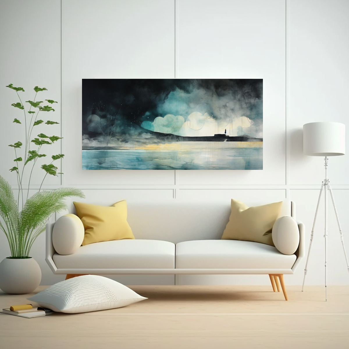 pintura-nica-estilo-galer-a-en-negro-turquesa-y-plata-con-acuarela-1-1