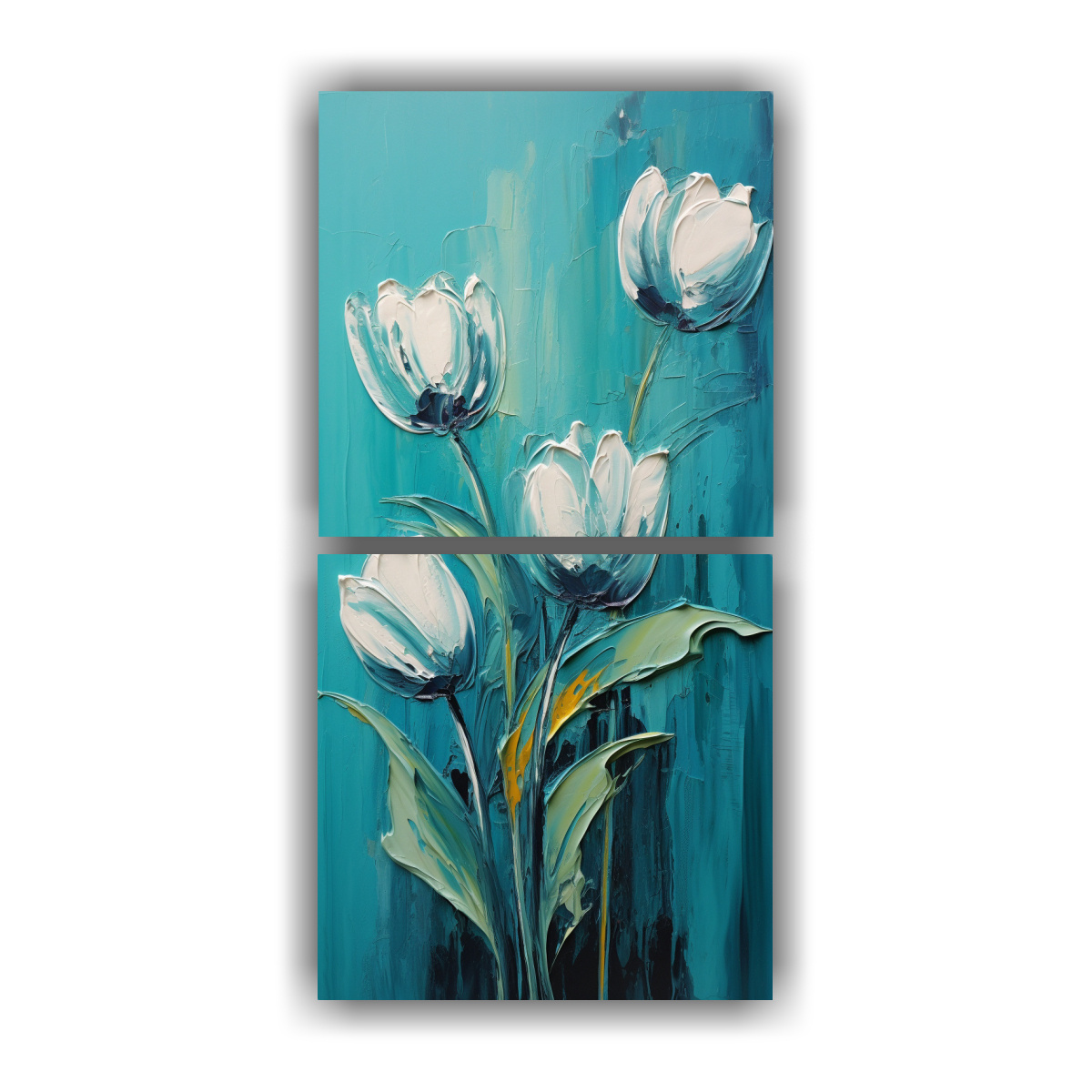 pintura-original-en-lienzo-de-tulipanes-turquesa-en-estilo-decorativo-