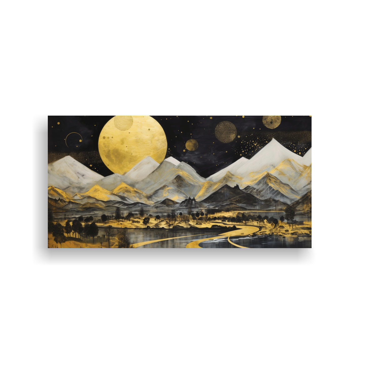 pintura-relieve-monta-a-luna-en-noche-estrellada