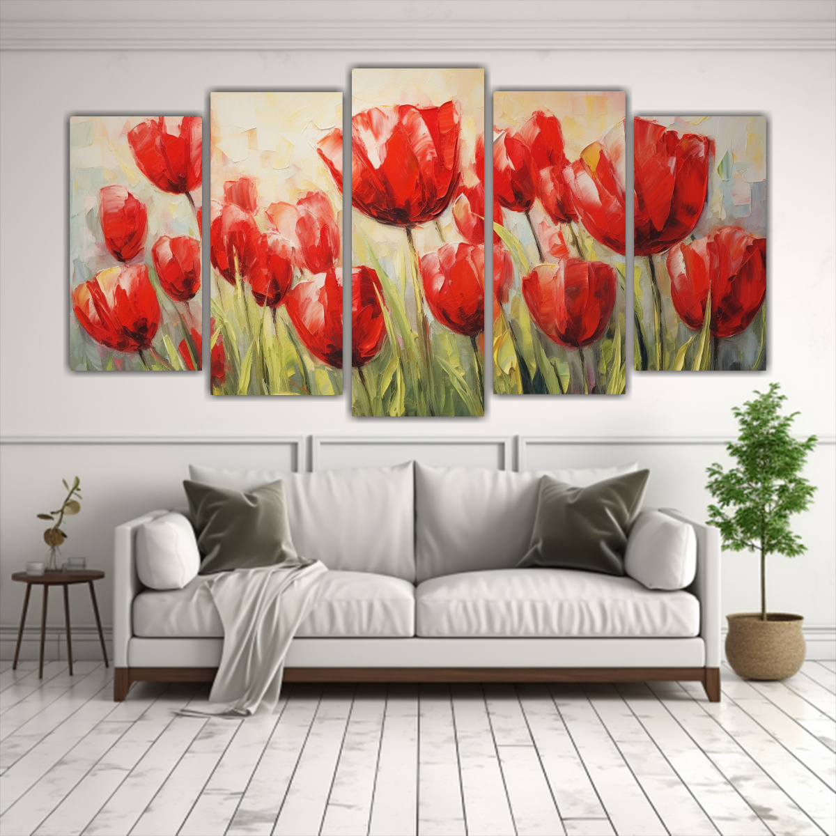 pintura-sobre-lienzo-estilo-galer-a-de-tulipanes-rojos-reflejados-1