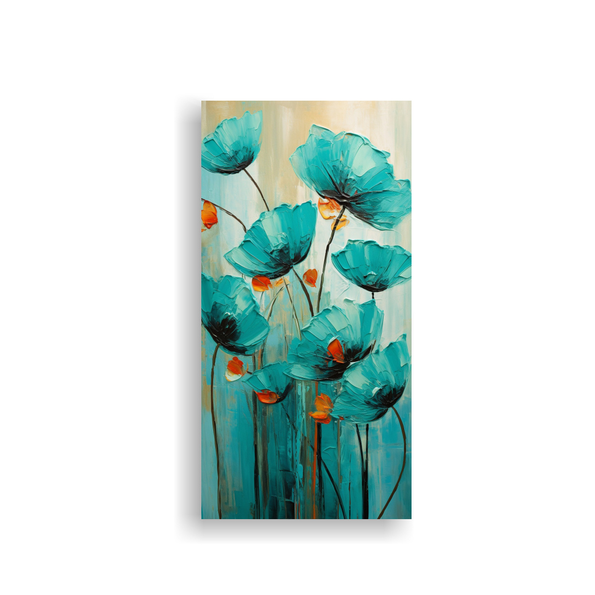 pintura-turquesa-de-amapolas-en-lienzo-estilo-decorativo