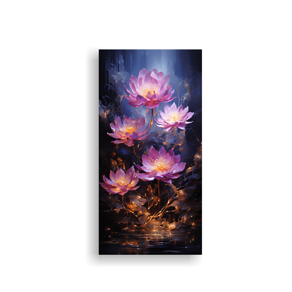 pintura-vanguardia-cl-sica-loto-negro-iluminado-en-lienzo