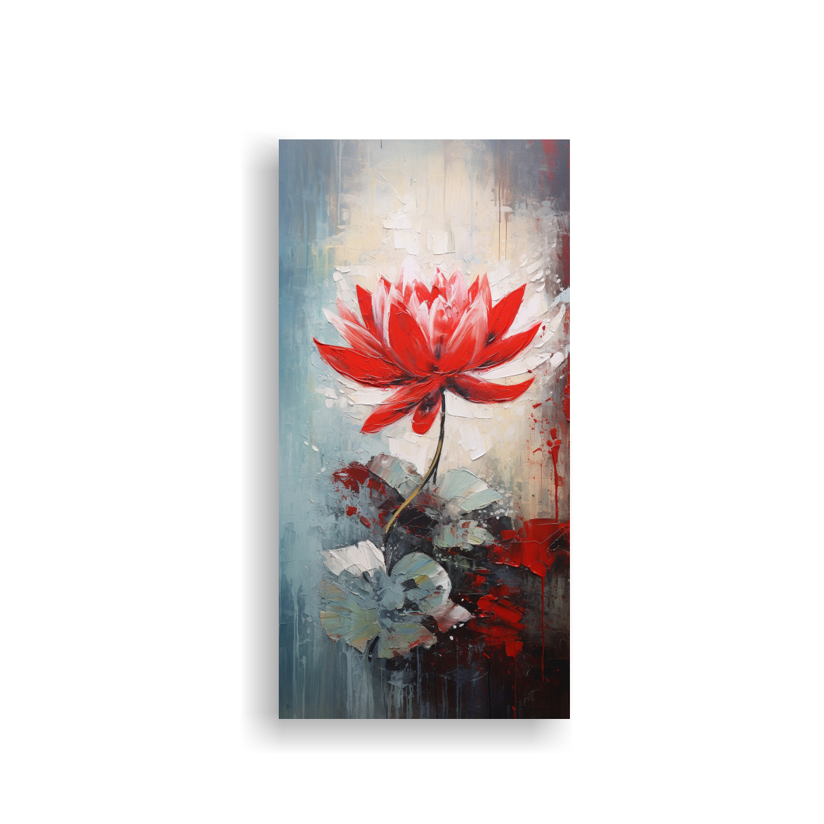 pintura-vintage-intenso-de-loto-rojo-en-lienzo-estilo-retr-ctil