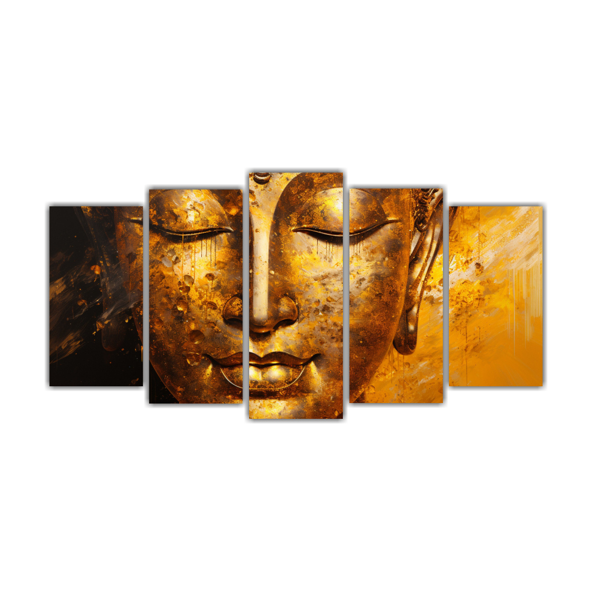 pinturas-abstractas-de-buddha-en-rojo-y-dorado-estilo-leo-con-cinco-lienzos