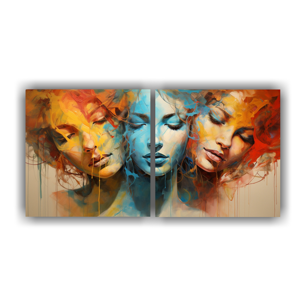 pinturas-abstractas-de-caras-de-mujeres-en-dos-lienzos-de-tela