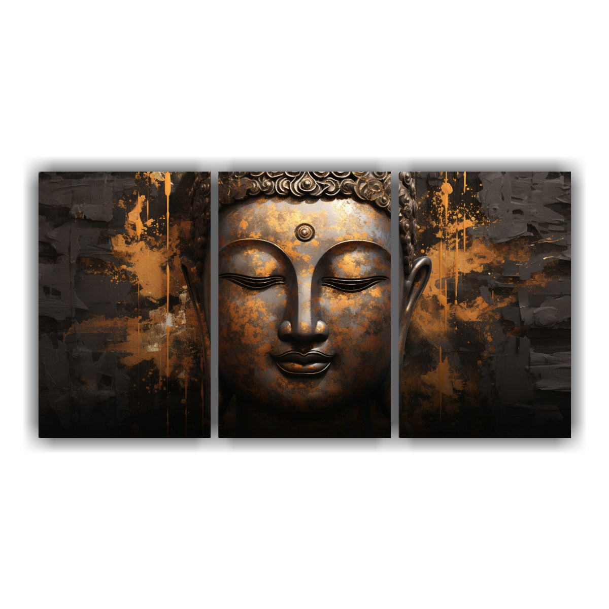 Cuadro Buda gris en 3 piezas