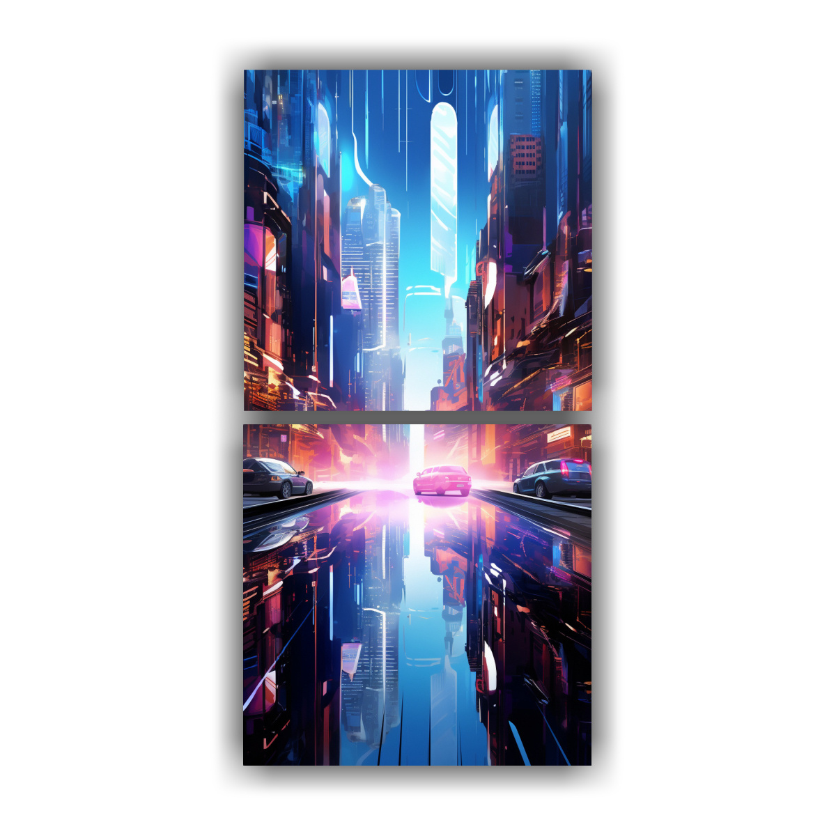 pinturas-abstractas-de-una-metr-polis-futurista-con-reflejos-dos-cuadros