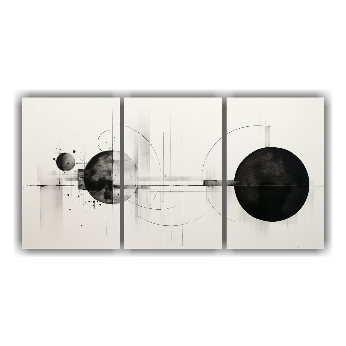 pinturas-abstractas-en-blanco-y-negro-con-enfoque-en-c-rculos-tres-canvas-expresion-armon-a-crom-tica-i