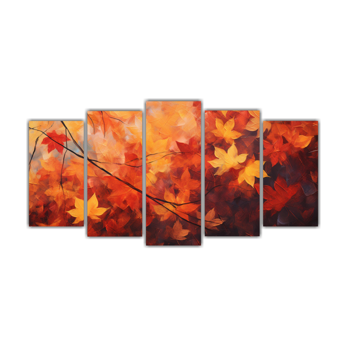 pinturas-abstractas-oto-o-follaje-en-5-cuadros