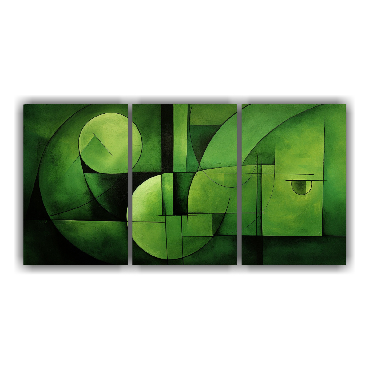 pinturas-abstractas-verdes-en-bastidor-de-tela