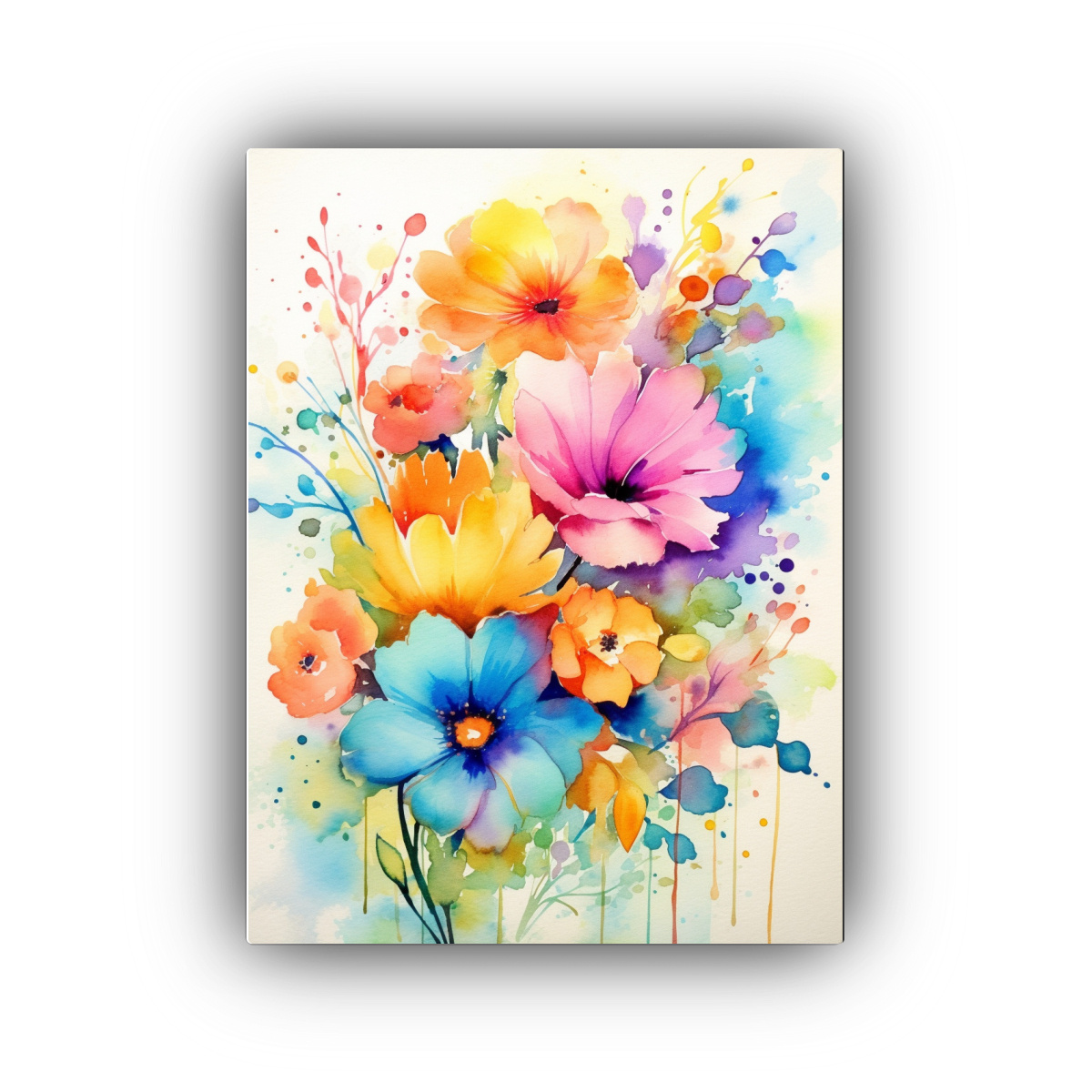 pinturas-de-arte-de-pared-con-l-neas-finas-arte-de-la-calle-acuarela-positiva-flores-coloridas-feliz-tranquilo-