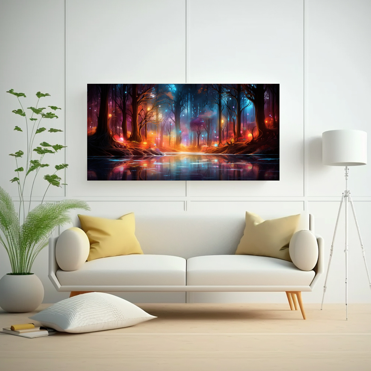 pinturas-de-decoraci-n-abstractas-bosque-encantado-en-resplandores-abstractos-1