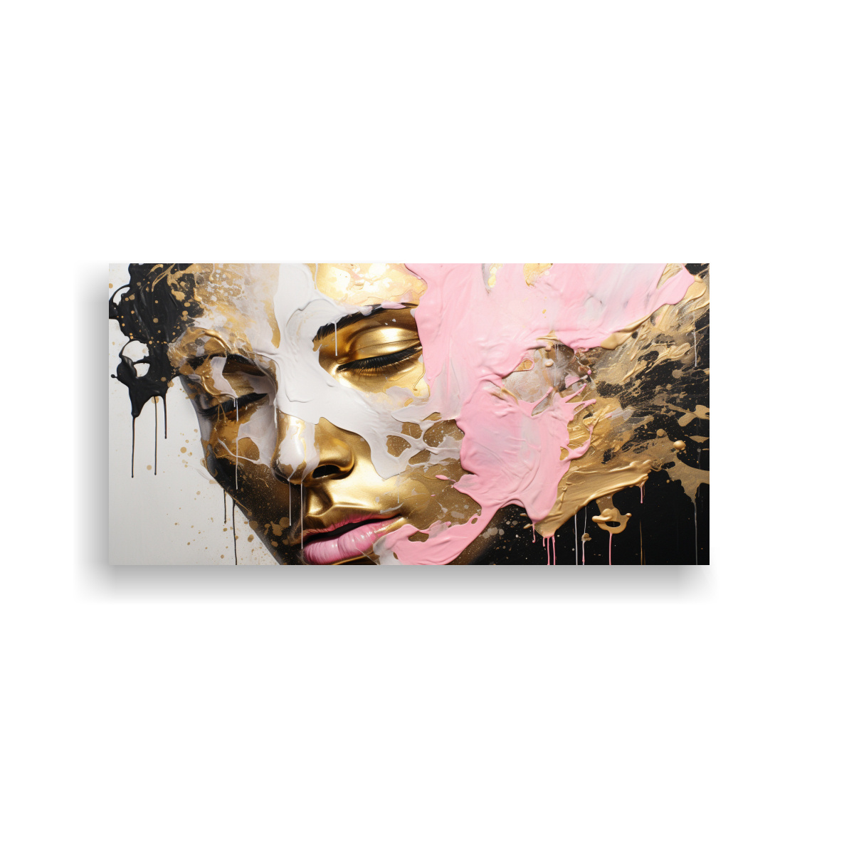 pinturas-de-decoraci-n-con-contornos-faciales-y-salpicaduras-doradas-y-rosas-en-abstracci-n-canva