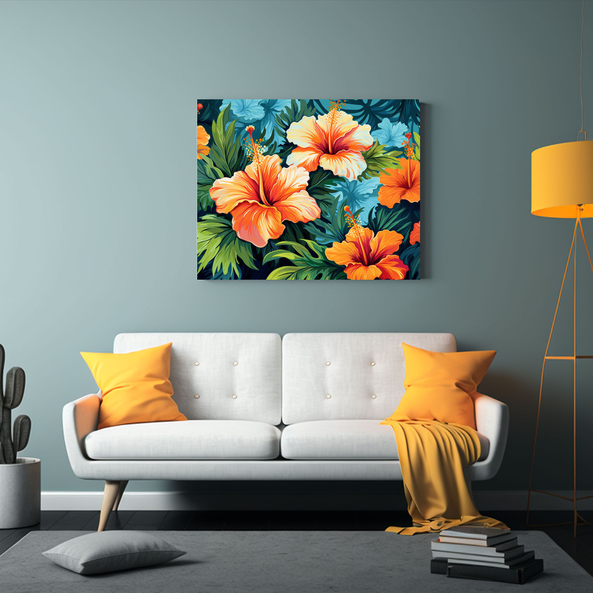 pinturas-de-decoraci-n-con-fondo-de-hibisco-tropical-en-relieve-de-canva-1