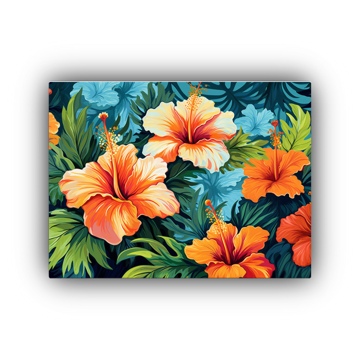 pinturas-de-decoraci-n-con-fondo-de-hibisco-tropical-en-relieve-de-canva