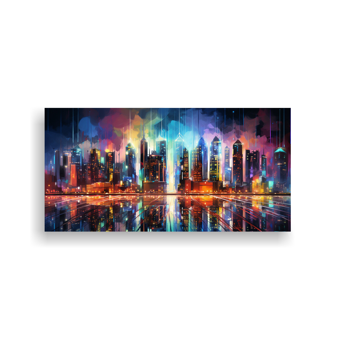 pinturas-de-decoraci-n-de-arte-imagen-minimalismo-paisaje-urbano-abstracto-en-luces-de-ne-n