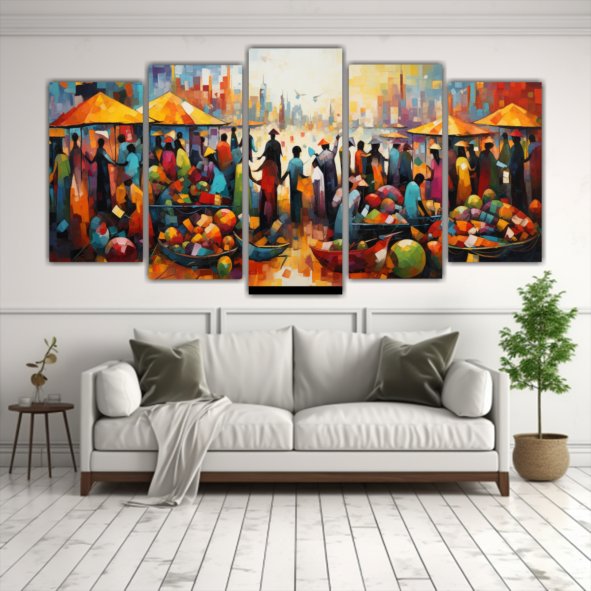 pinturas-de-decoraci-n-de-cinco-lienzos-vanguardia-que-representan-escena-de-mercado-animado-1