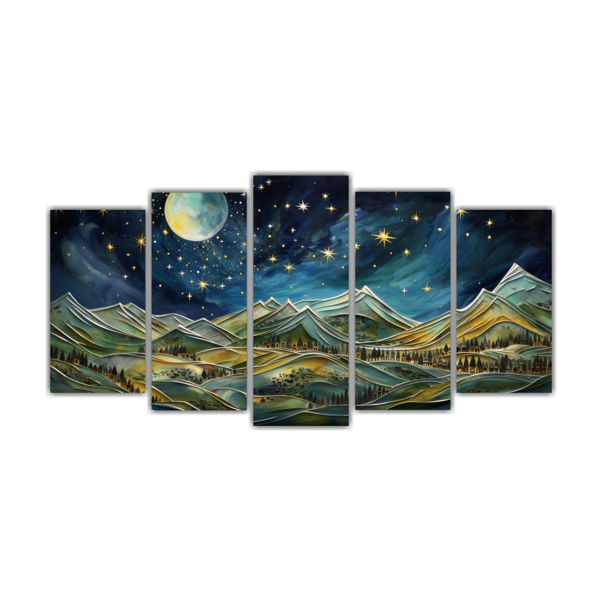 pinturas-de-decoraci-n-de-paisajes-abstractos-de-monta-as-a-medianoche-con-golpe-de-fantas-a