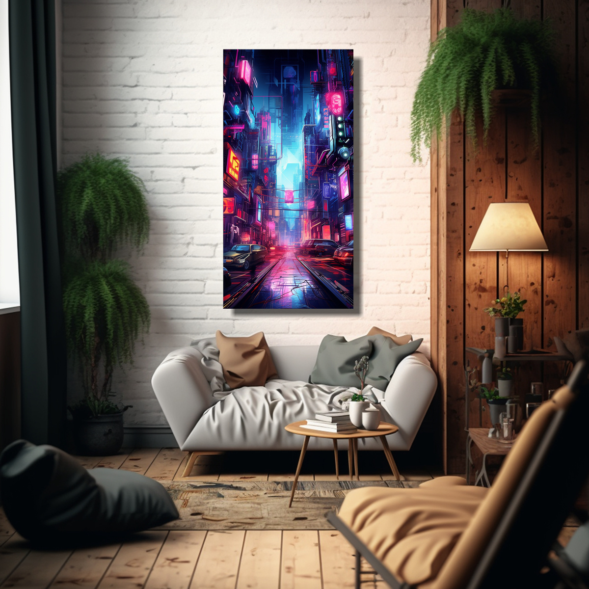 pinturas-de-decoraci-n-de-una-representaci-n-conceptual-tem-tica-abstracta-de-una-ciudad-ciberpunk-en-canva-1